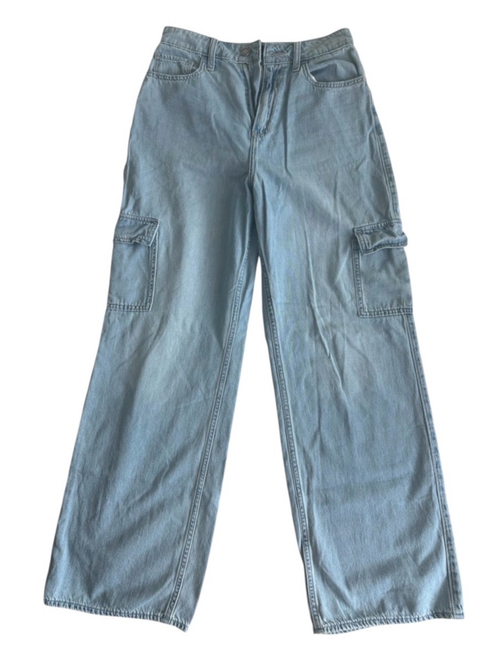 Hollister Light Blue Wide-Leg Cargo Jeans